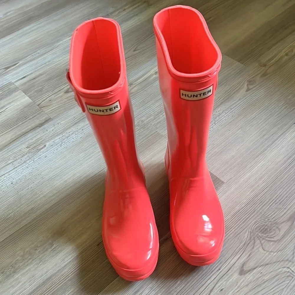 Hunter The Original Kids Gloss Wellington Rain Boot Pink Youth Kids